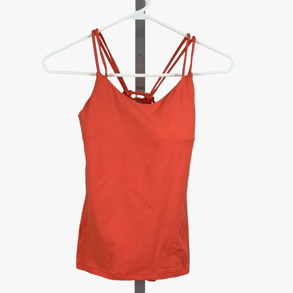 LULULEMON Sunset Flow Tank Size Medium Cape Red Orange Neon Strappy Back